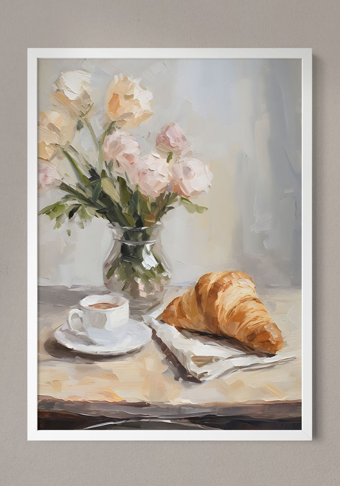 Serene Morning Poster Framed poster hanging on a light-colored wall