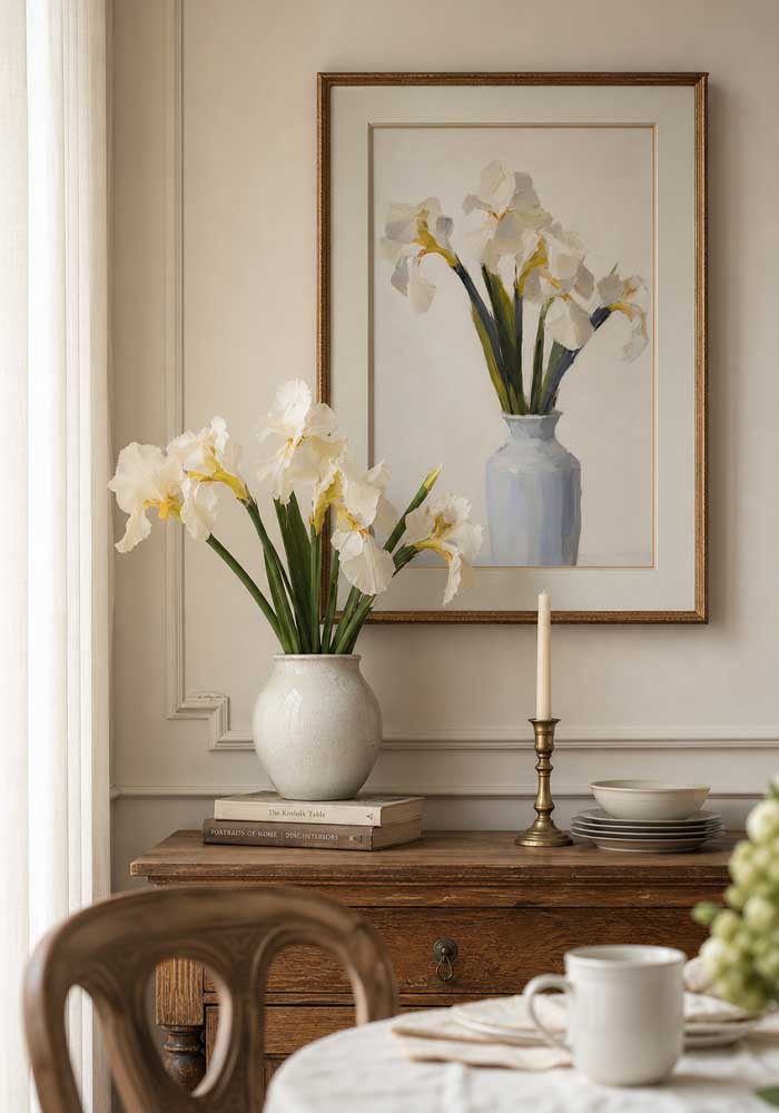 White Iris in Vase | Timeless Floral Wall Art