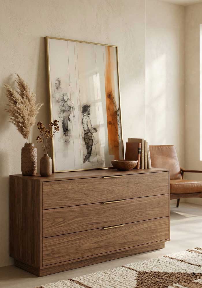 Contemporary sketch of human figures overlapping with bold, vertical burnt orange watercolor strokes on a light background.