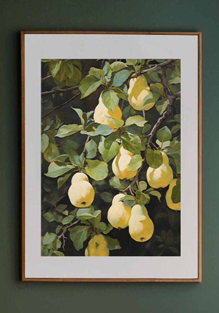 Golden Pears in Green Leafy Golden Pears in Green – A Leafy and Fruity Composition
