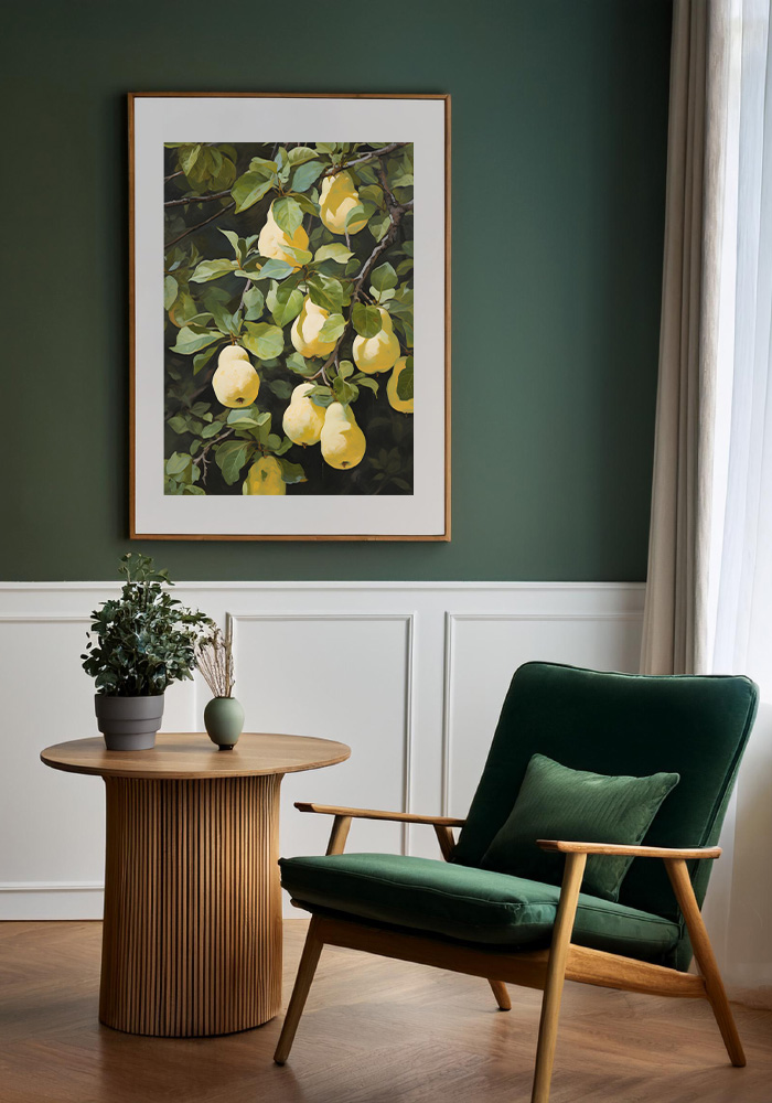 Golden Pears in Green Leafy Golden Pears in Green – A Leafy and Fruity Composition