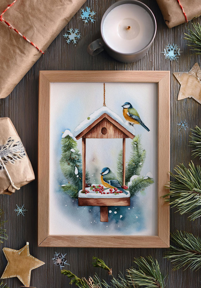 charming tits gathered around a feeder filled