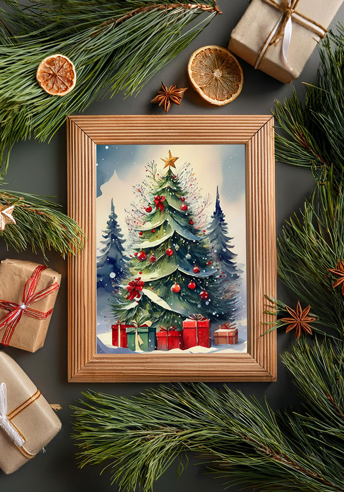 Christmas tree in frame