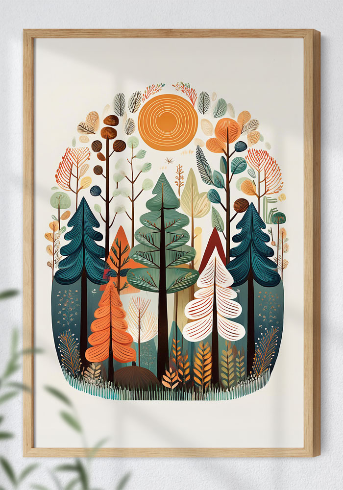 Scandinavian folk forest artwork