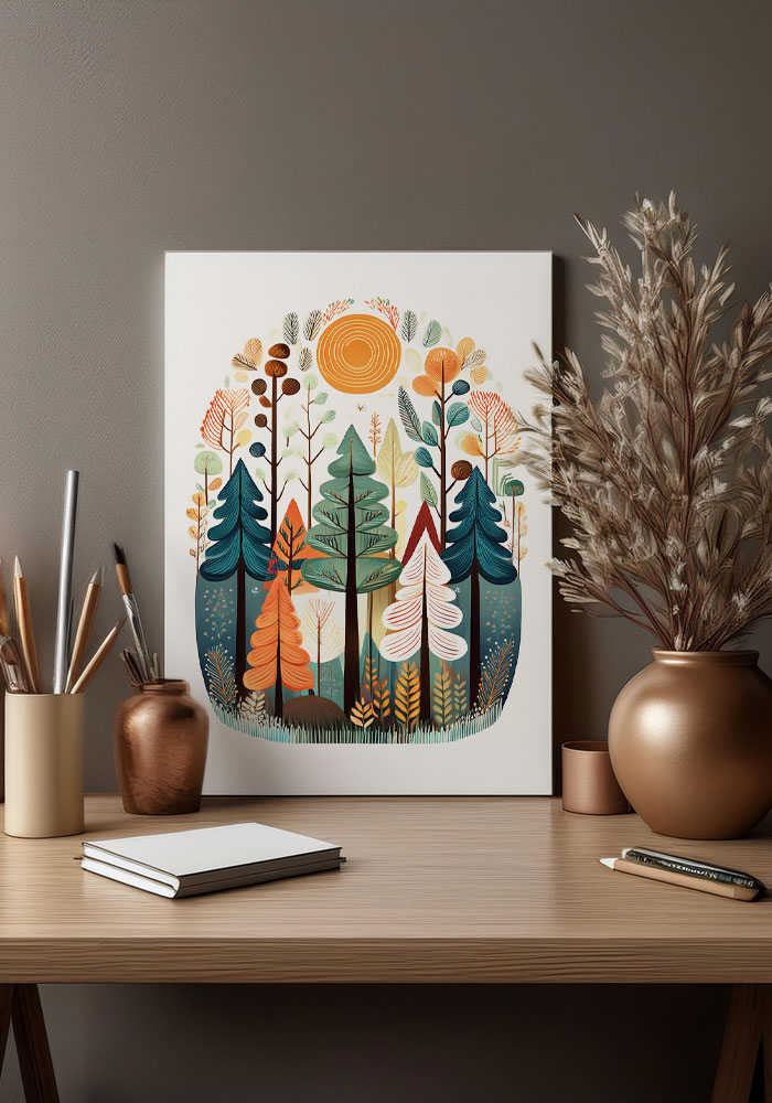 Scandinavian folk forest artwork