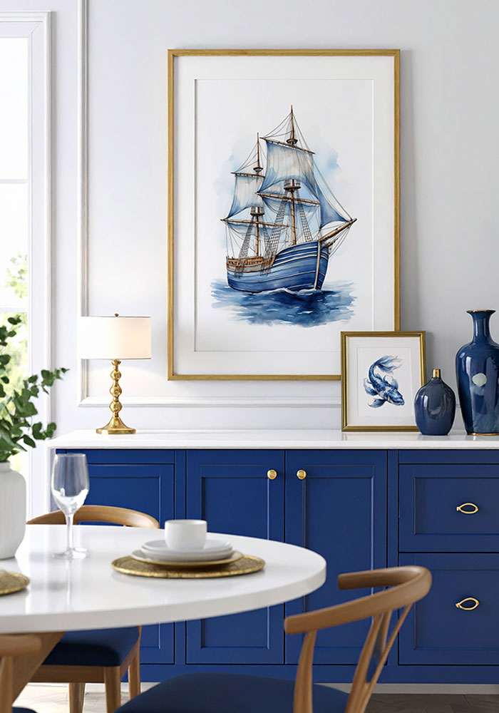 Tall Ship Poster Mockup – Minimalist Gallery Wall