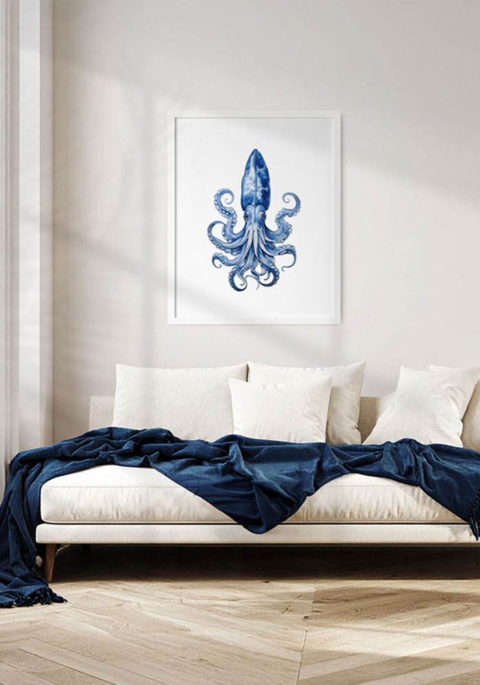 Watercolor, Art, Print, Poster, Decoration, Navy