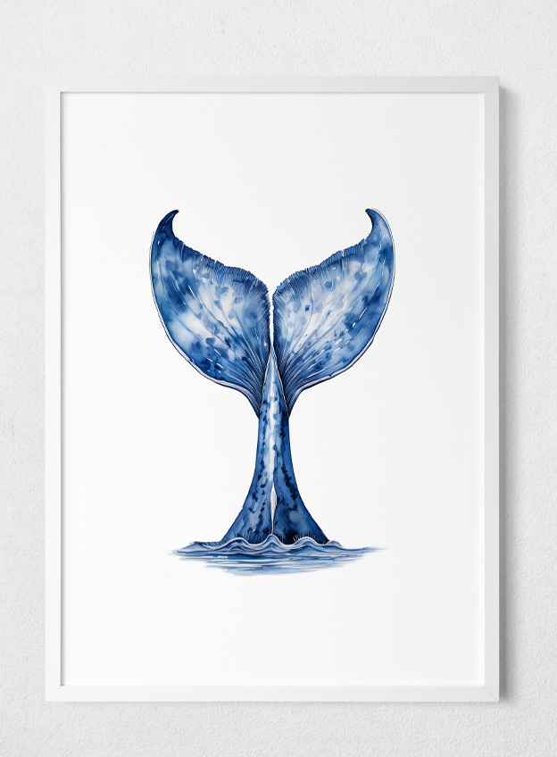 Whale Tail Watercolor Blue Wall Art | Art In Forms