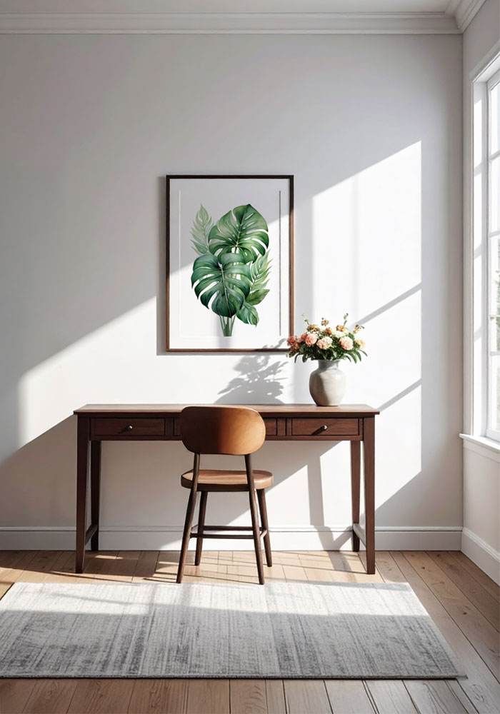Lush Monstera Poster Watercolor Monstera leaf illustration – elegant, botanical wall art with a fresh, natural feel. Artinforms.store