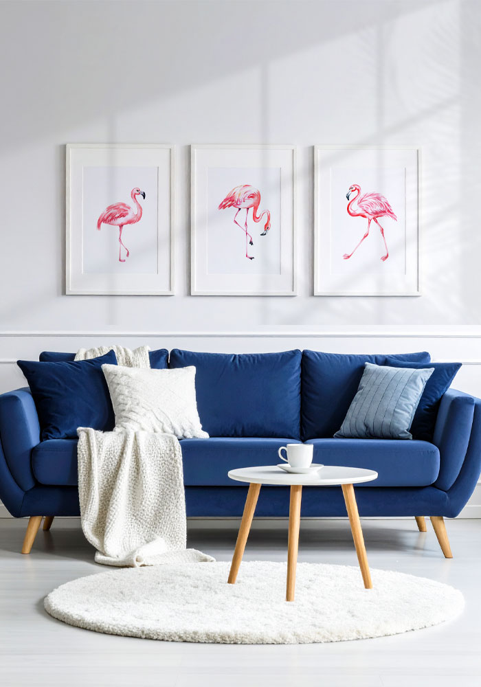 Minimalist watercolor flamingo standing gracefully, symbolizing peace and sophisticated elegance.