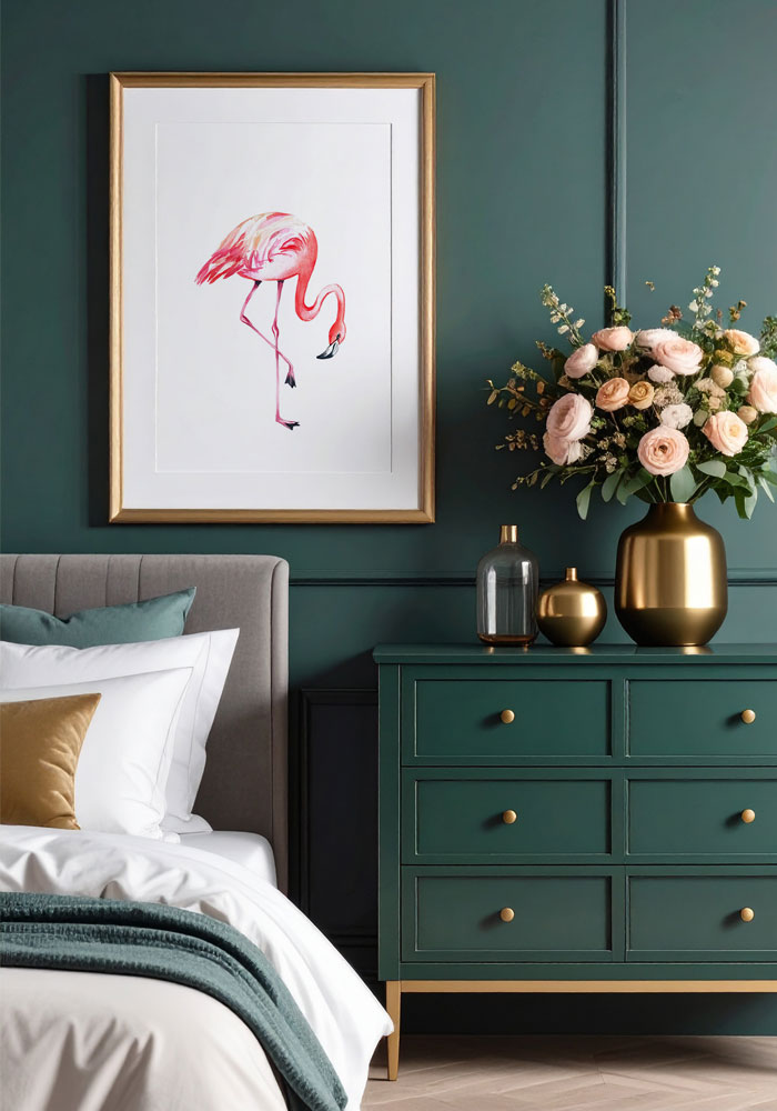 Minimalist watercolor flamingo standing gracefully, symbolizing peace and sophisticated elegance.