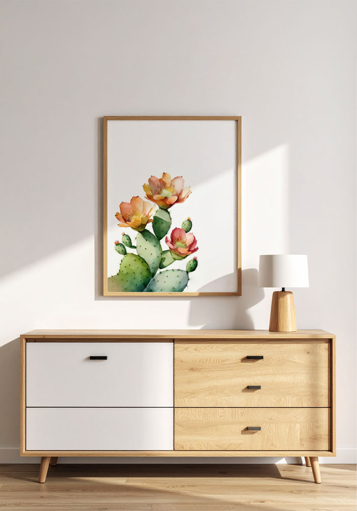 Watercolor Prickly Pears Art for Calm, Fresh Spaces