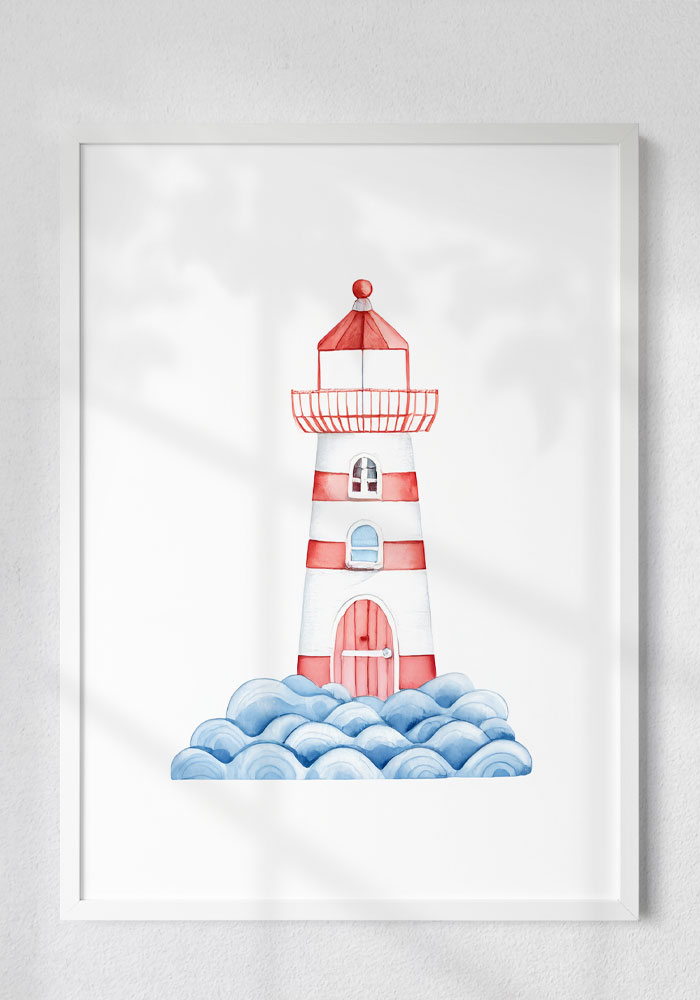 Lighthouse – Minimalist Decor Watercolor Lighthouse Print – Minimalist Decor for Kids’ Room. Artinforms.store