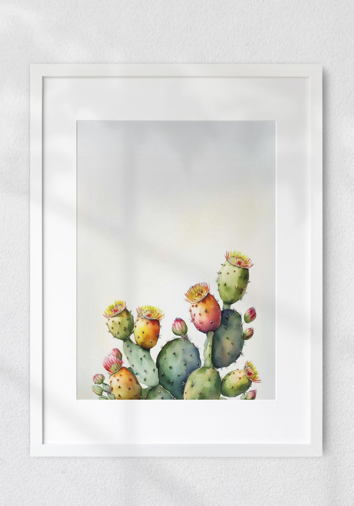 Watercolor Prickly Pears Art for Calm, Fresh Spaces