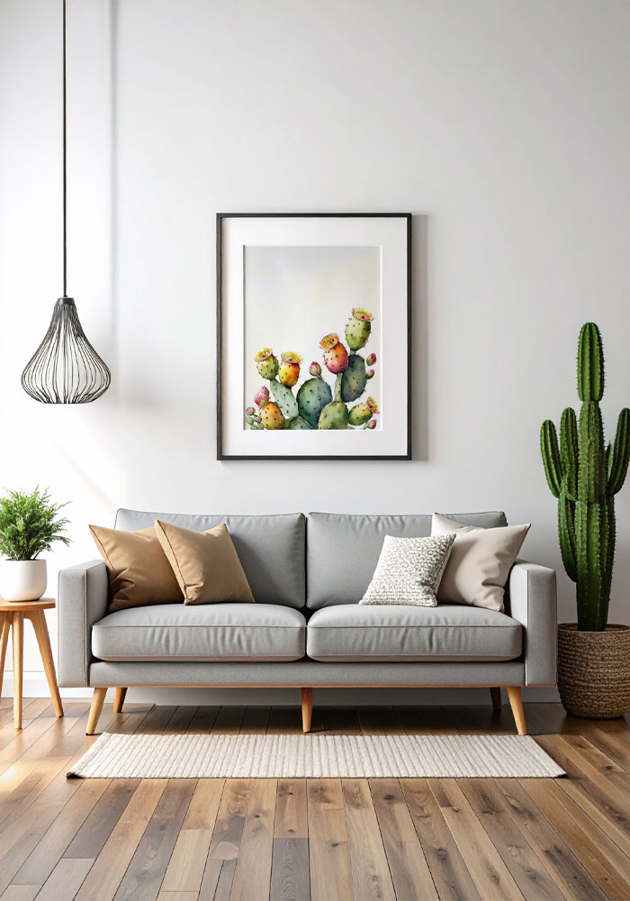 Watercolor Prickly Pears Art for Calm, Fresh Spaces