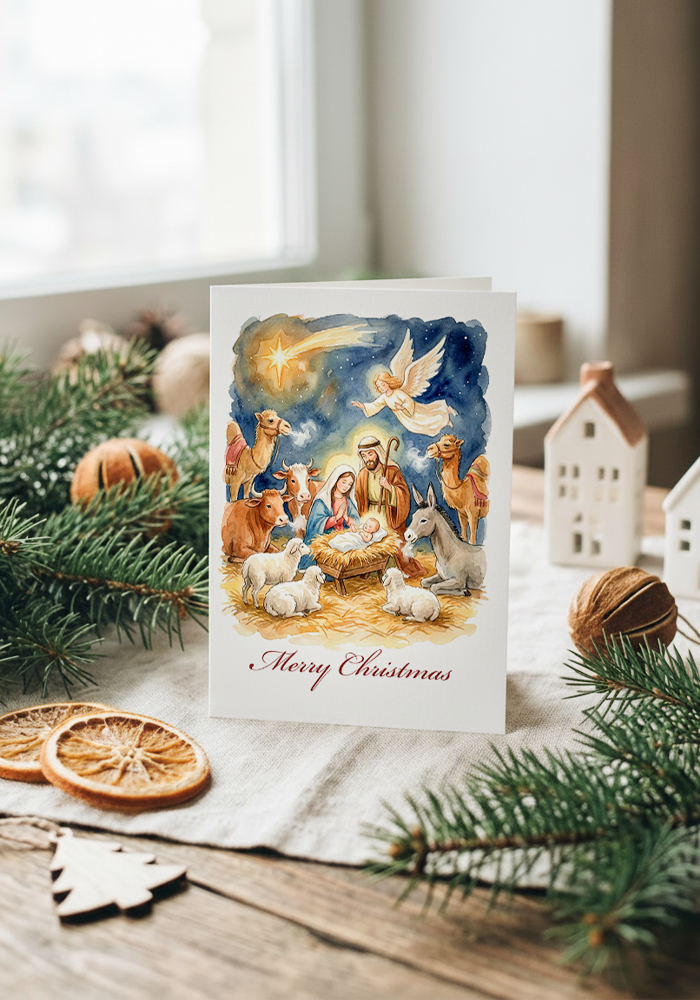 Christmas Nativity Greeting Card – Holy Family Scene