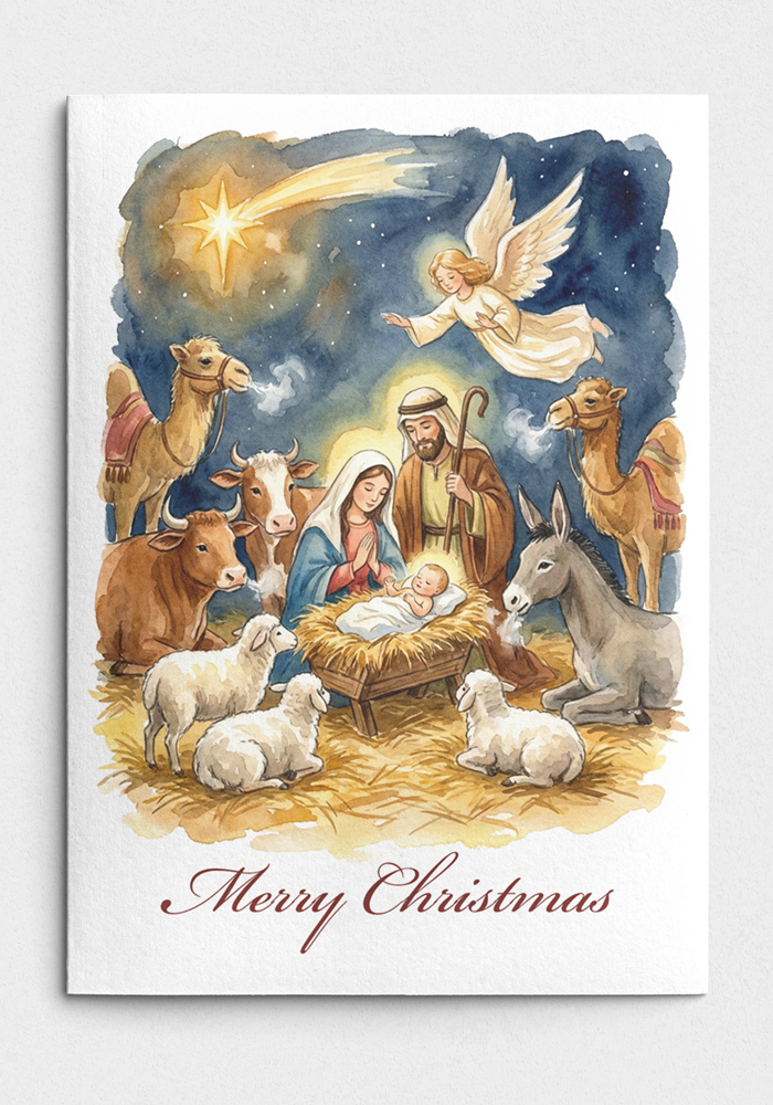 Christmas Nativity Greeting Card – Holy Family Scene