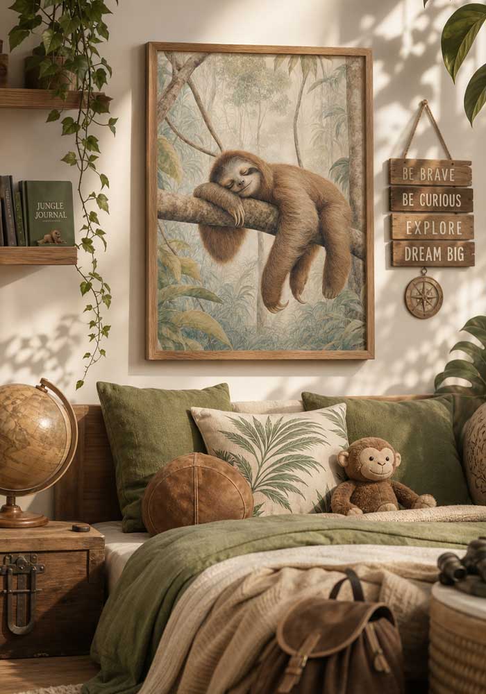 Jungle Sloth Poster | Essential Kids Wall Art